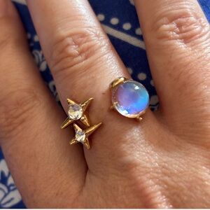 ❗️FIRM❗️ Gold & Faux Moonstone Boho Open Ring